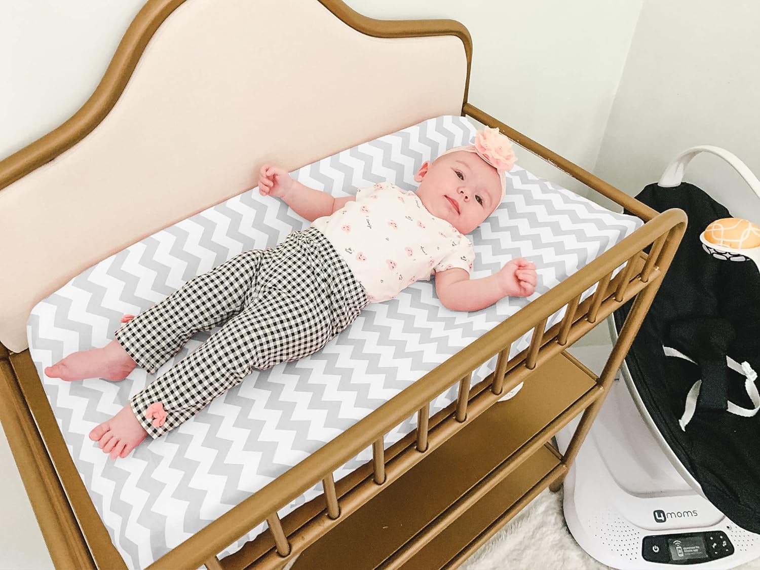 Changing Pad Cover – Premium Baby Changing Pad Covers 4 Pack – Boy or Girl Changing Pad Cover – Pure Jersey Machine Washable Grey and White Changing Table Cover – Diaper Changing Pad Cover Sheets - Image 2